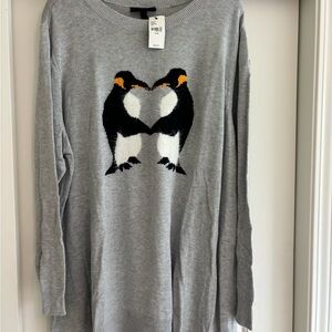 Lane Bryant Gray Sweater with Penguin Motif